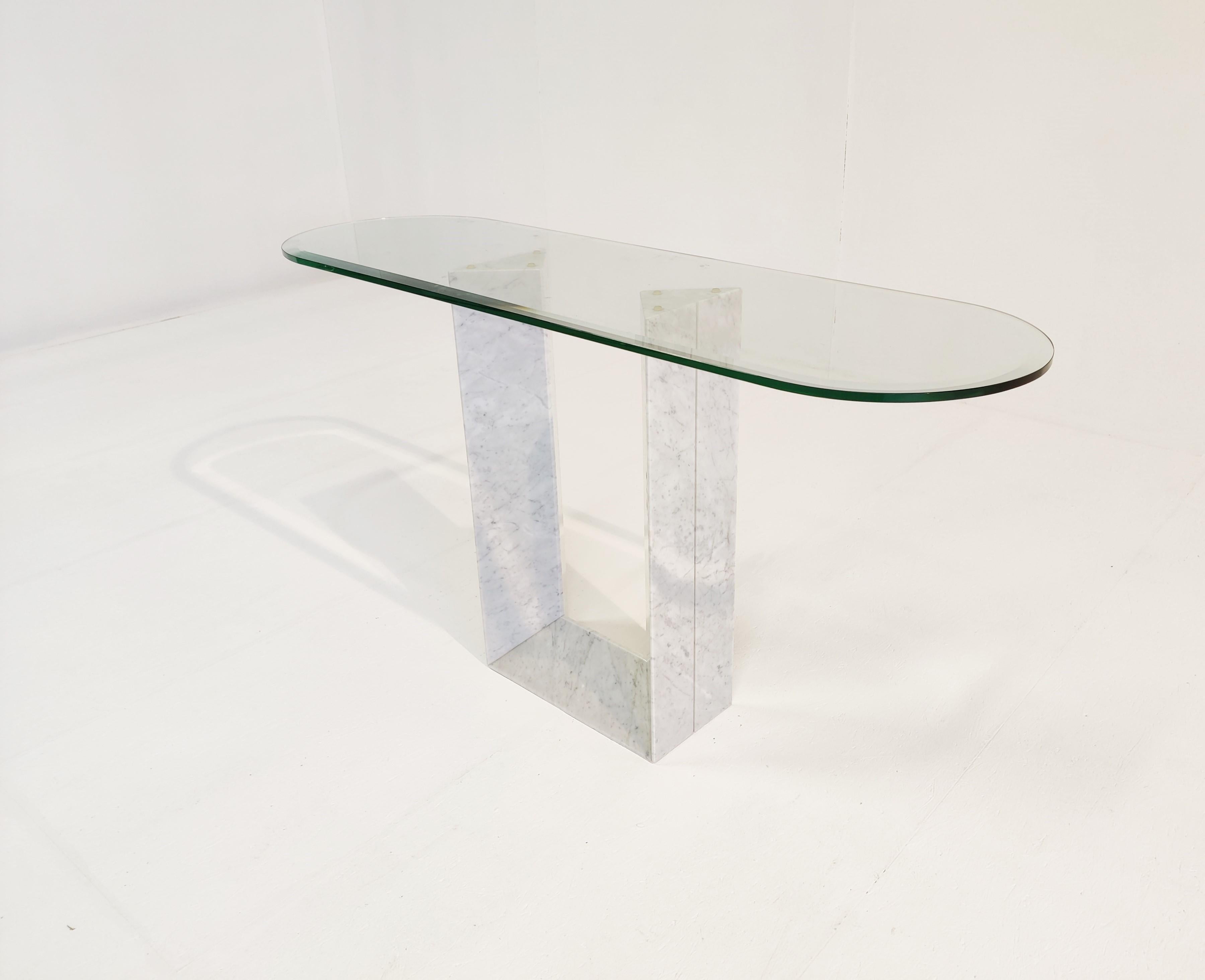 Italian Vintage White 'Diapason' Marble Console Table by Cattelan Italy, 1980s