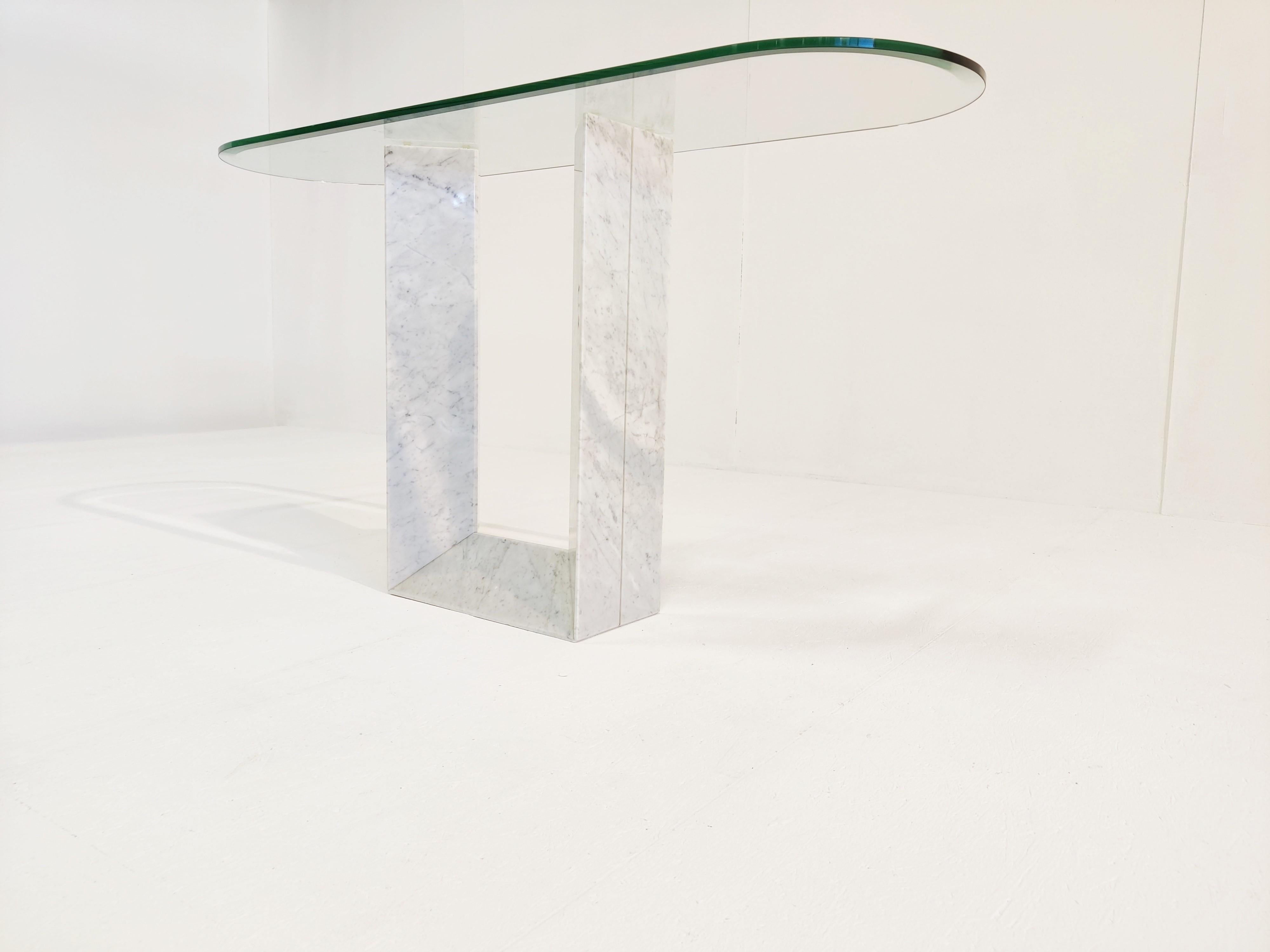 Beveled Vintage White 'Diapason' Marble Console Table by Cattelan Italy, 1980s