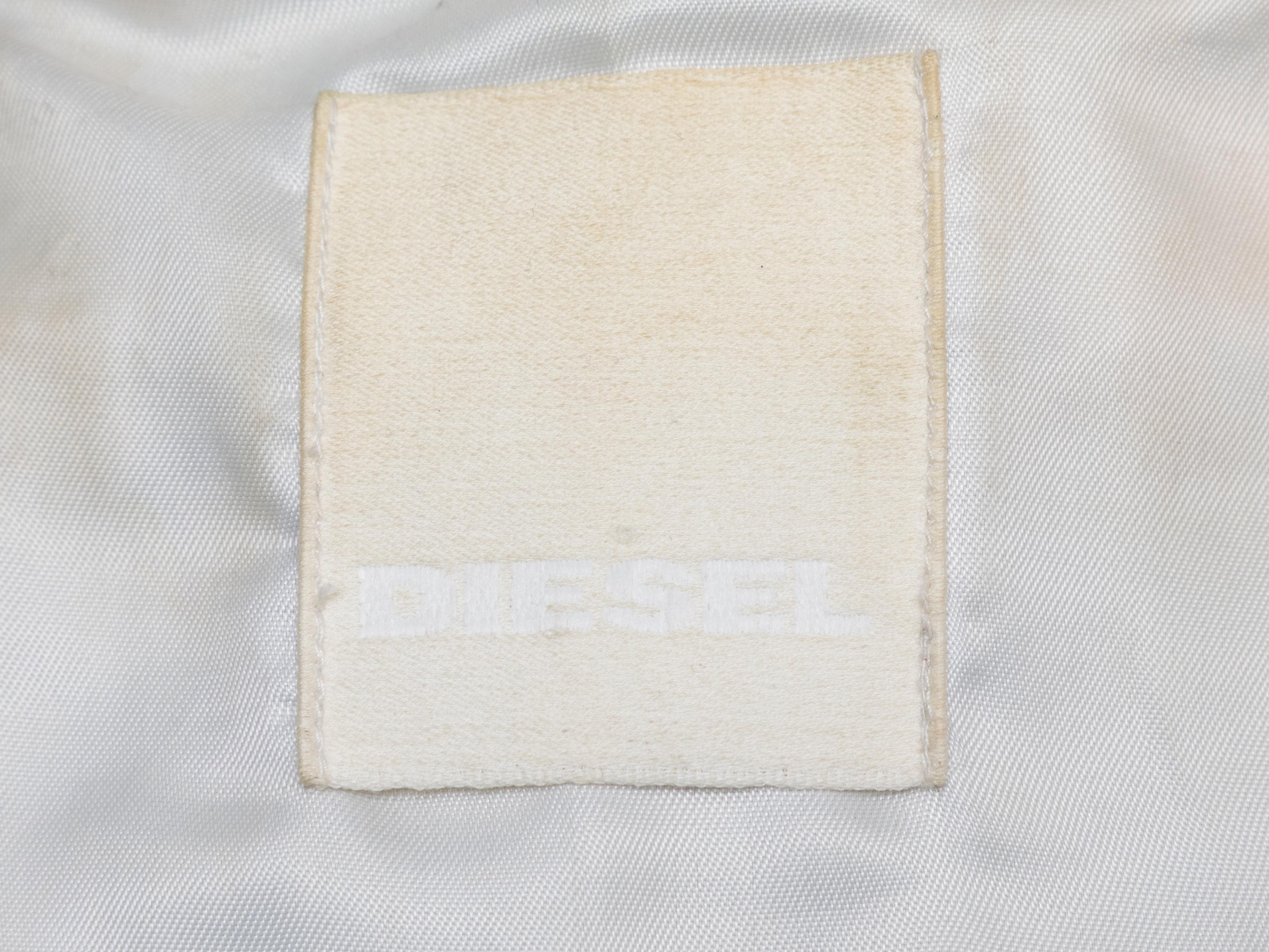 Vintage White Diesel 2000s verschönert Leder Moto Jacke Größe US M Damen im Angebot