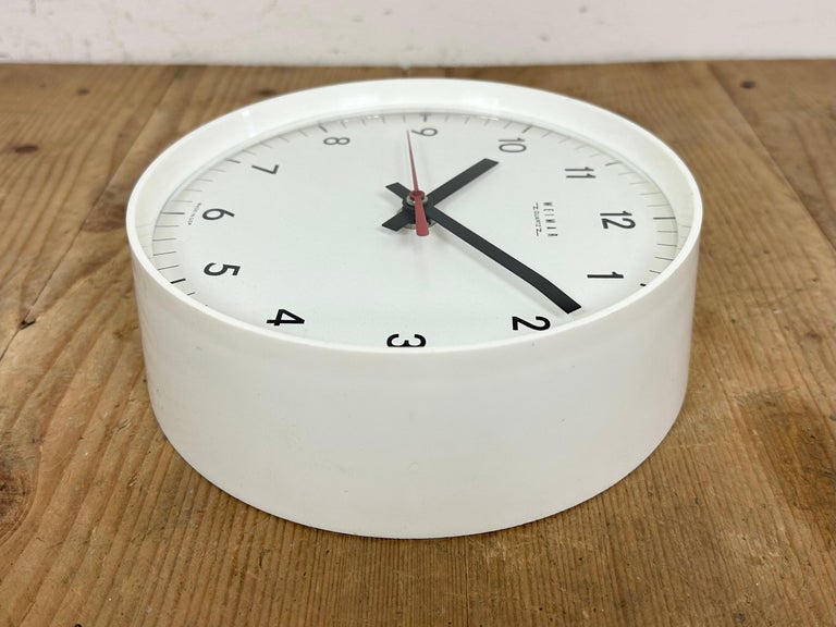 Vintage White East German Bakelite Wall Clock from Weimar, 1970s