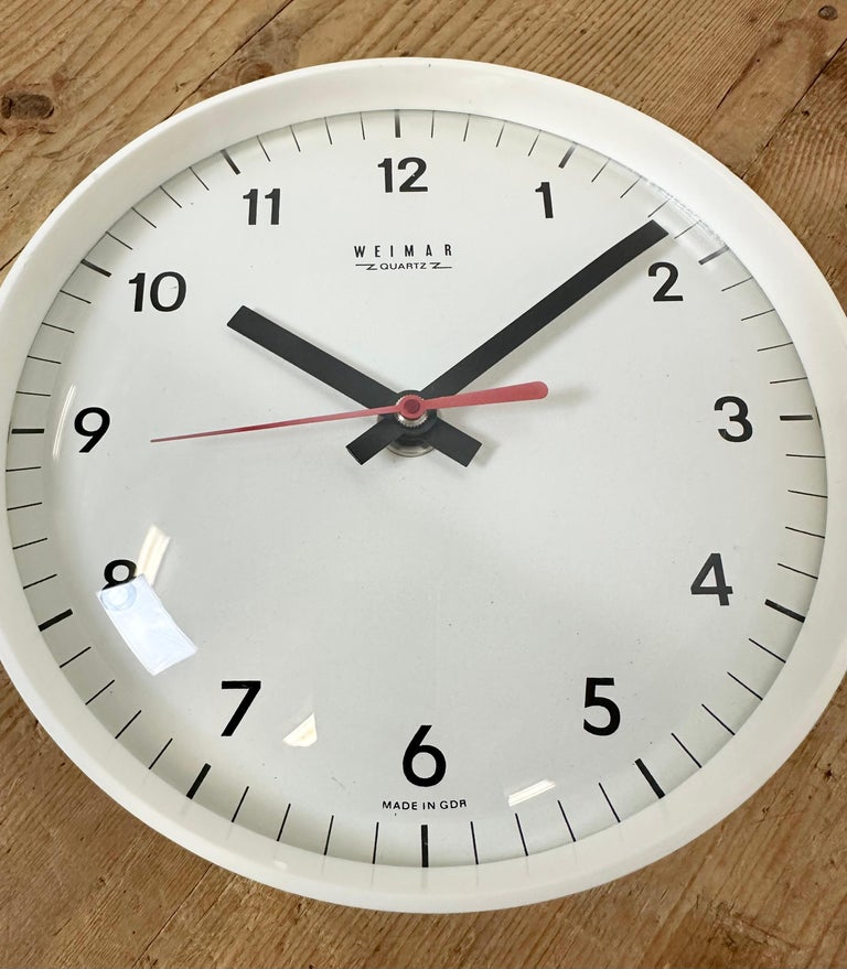 Vintage White East German Bakelite Wall Clock from Weimar, 1970s