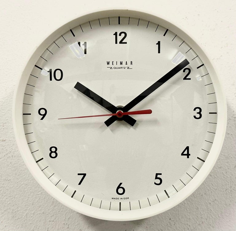 Vintage White East German Bakelite Wall Clock from Weimar, 1970s