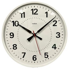 Vintage White Electric Station Wall Clock from Nedklok, 1970s