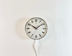 Vintage White Electric Wall Clock from Metamec, 1970s