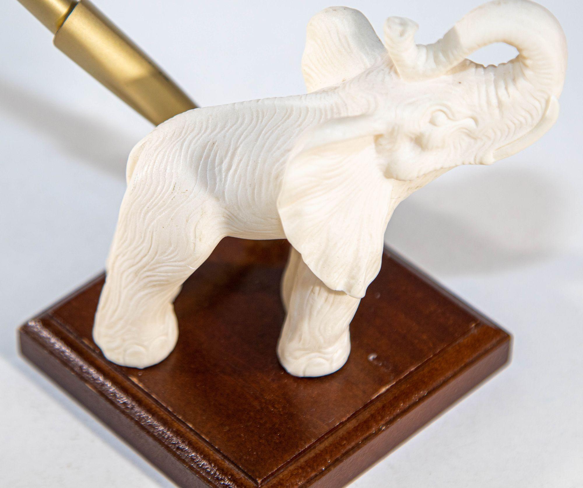Cast Vintage White Elephant Figurine Pen Holder, Jaipur, Rajasthan India For Sale