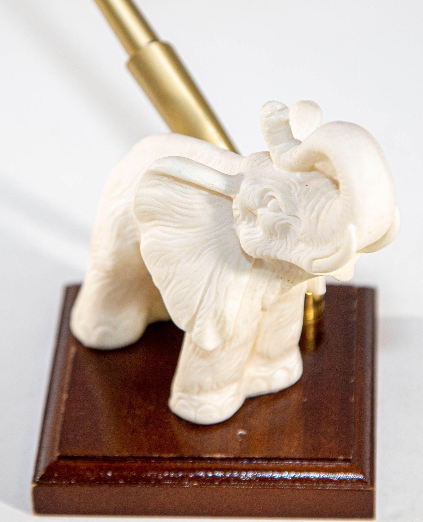 Resin Vintage White Elephant Figurine Pen Holder, Jaipur, Rajasthan India For Sale