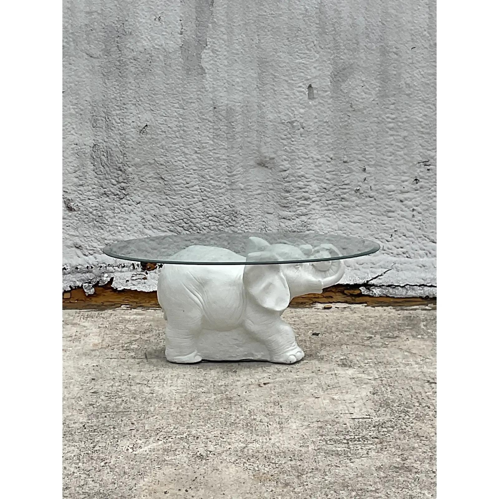 Vintage White Elephant Side Table For Sale 3