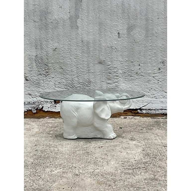 Vintage White Elephant Side Table For Sale at 1stDibs