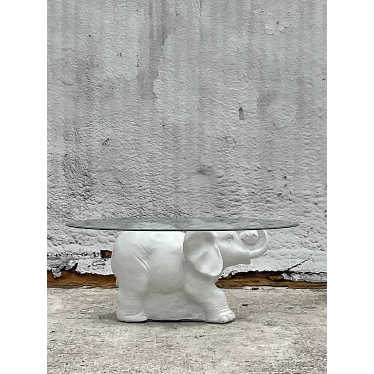 Vintage White Elephant Side Table For Sale at 1stDibs