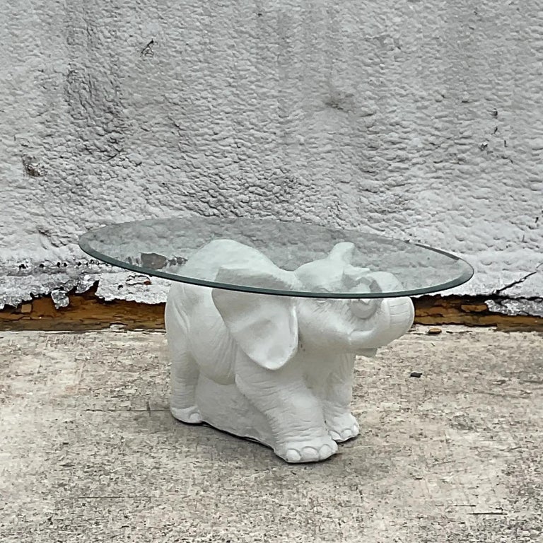 Vintage White Elephant Side Table For Sale at 1stDibs
