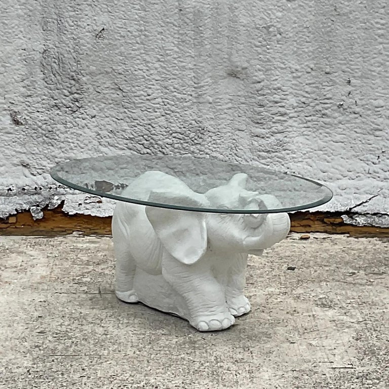 Vintage White Elephant Side Table For Sale at 1stDibs