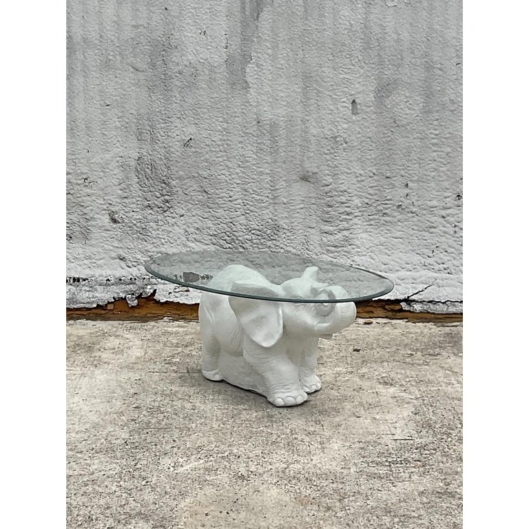Vintage White Elephant Side Table For Sale at 1stDibs
