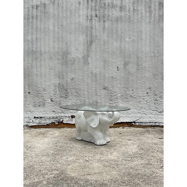 Vintage White Elephant Side Table For Sale at 1stDibs