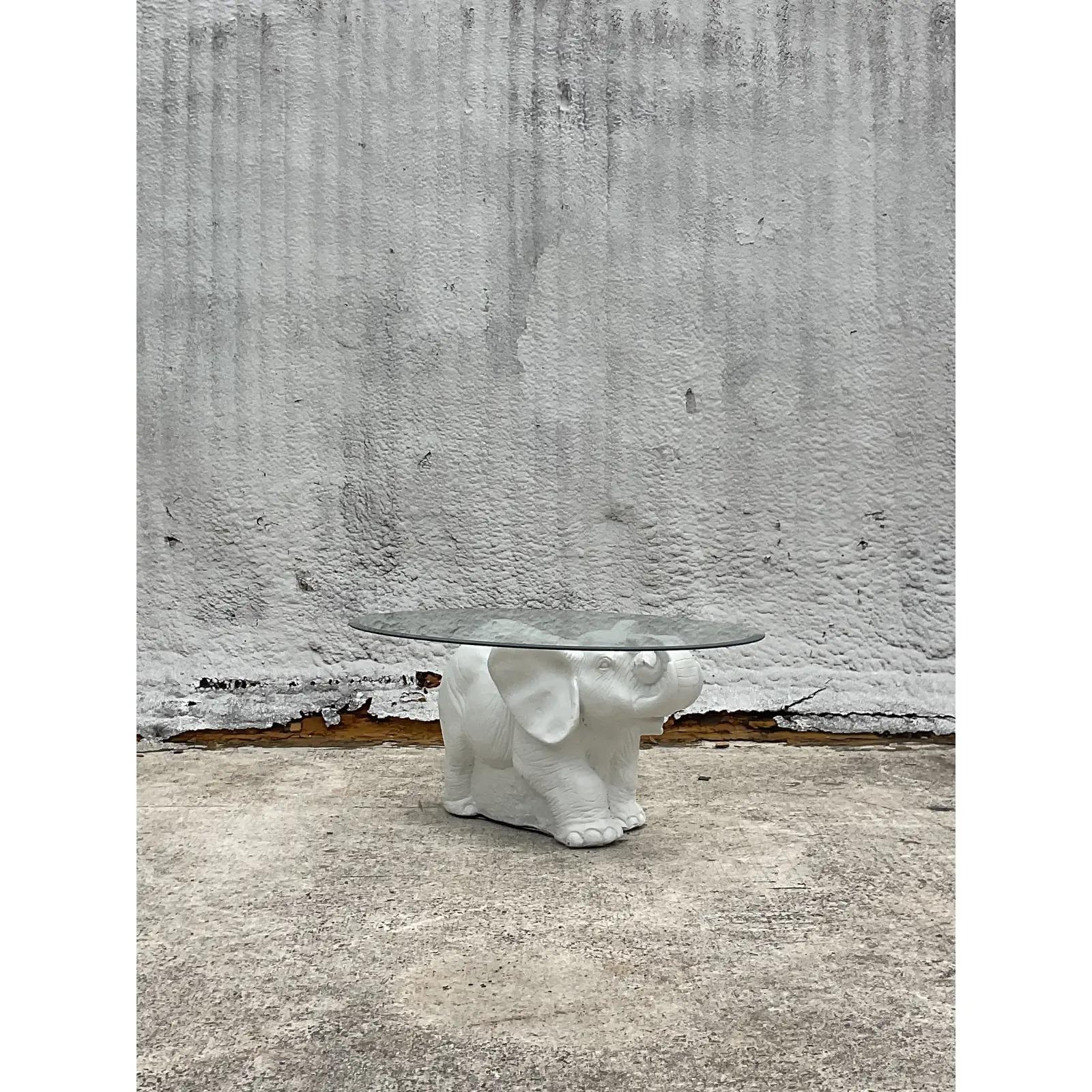 Céramique Table d'appoint éléphant blanc vintage en vente