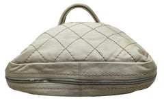 Vintage White Extendable Chanel Jumbo Shoulder/Hand Bag With Silver Silver