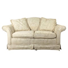 Vintage White Floral Loveseat with Throw Pillows