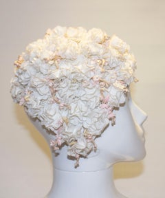 Vintage White Flower Cloche Hat