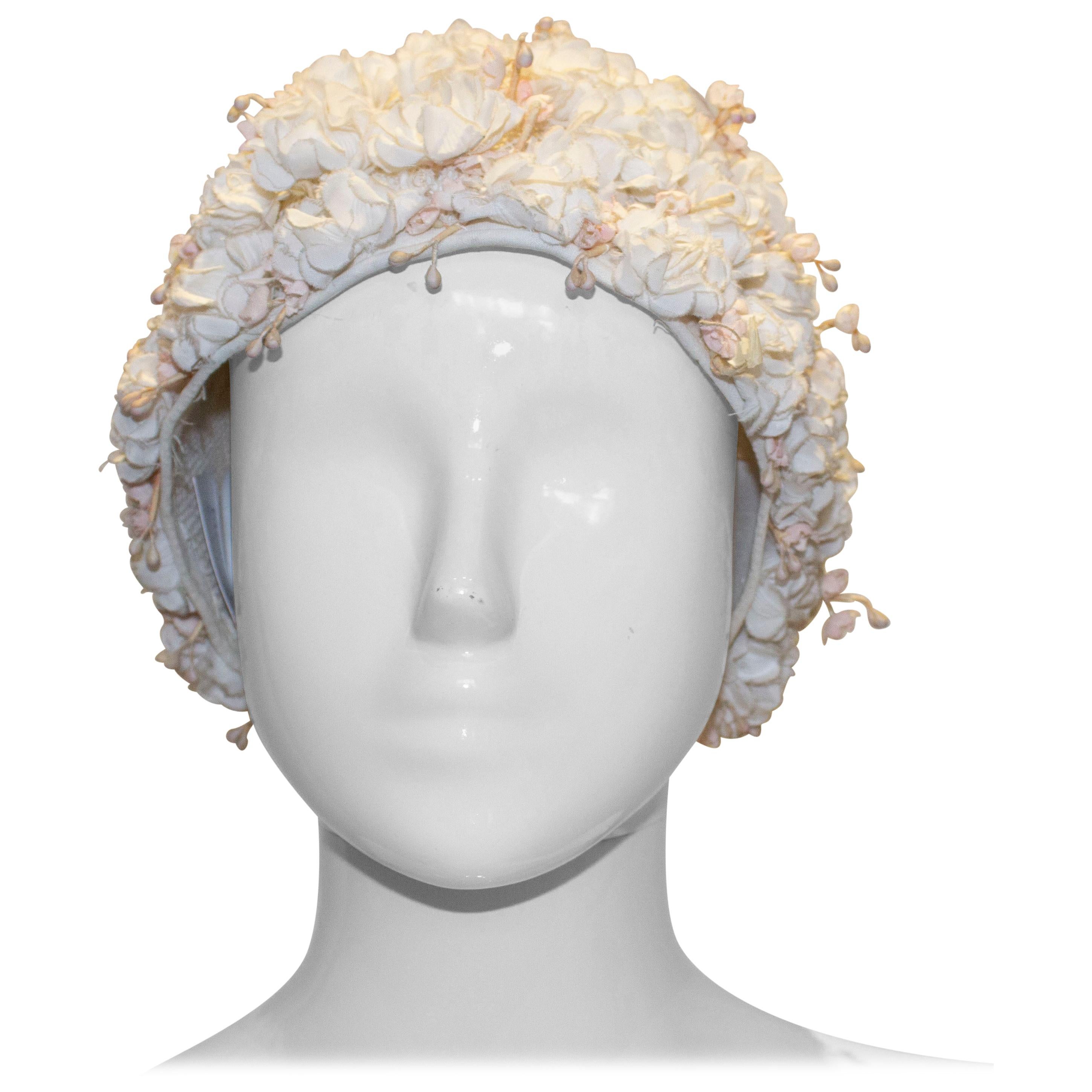 Vintage White Flower Cloche Hat