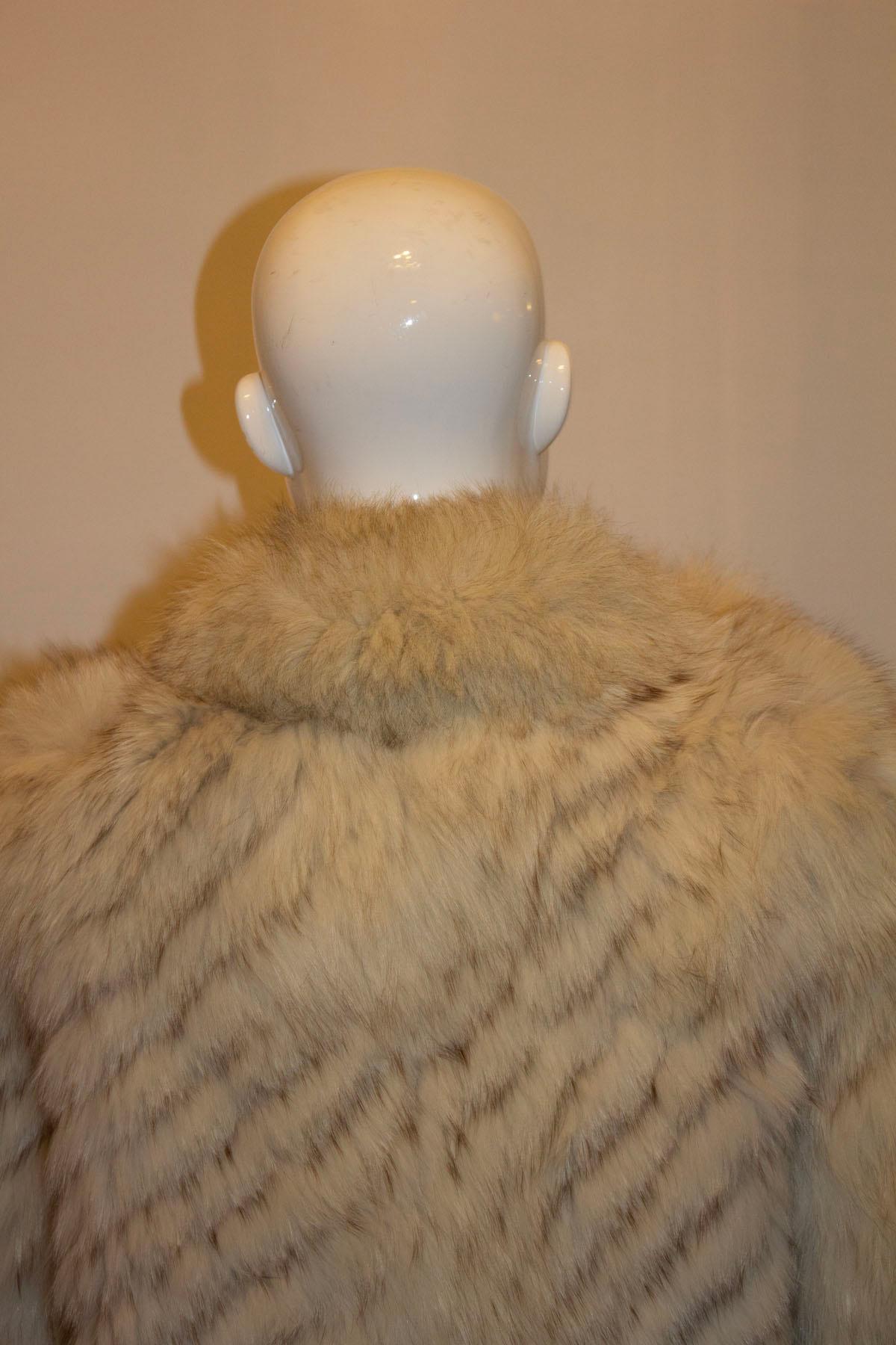 Brown Vintage White Fox Fur Jacket For Sale