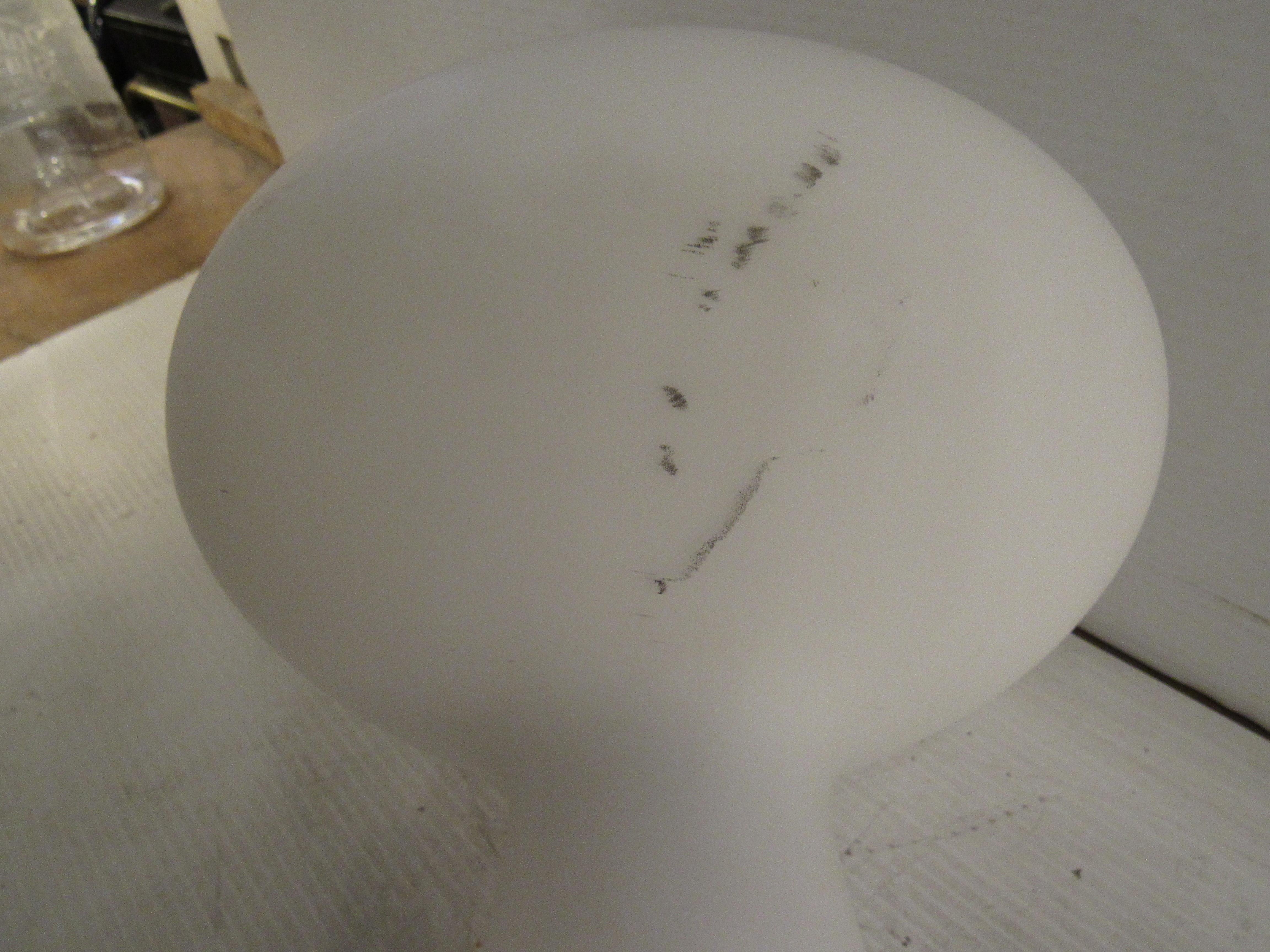 Vintage White Frosted Glass Mushroom Lamp 5