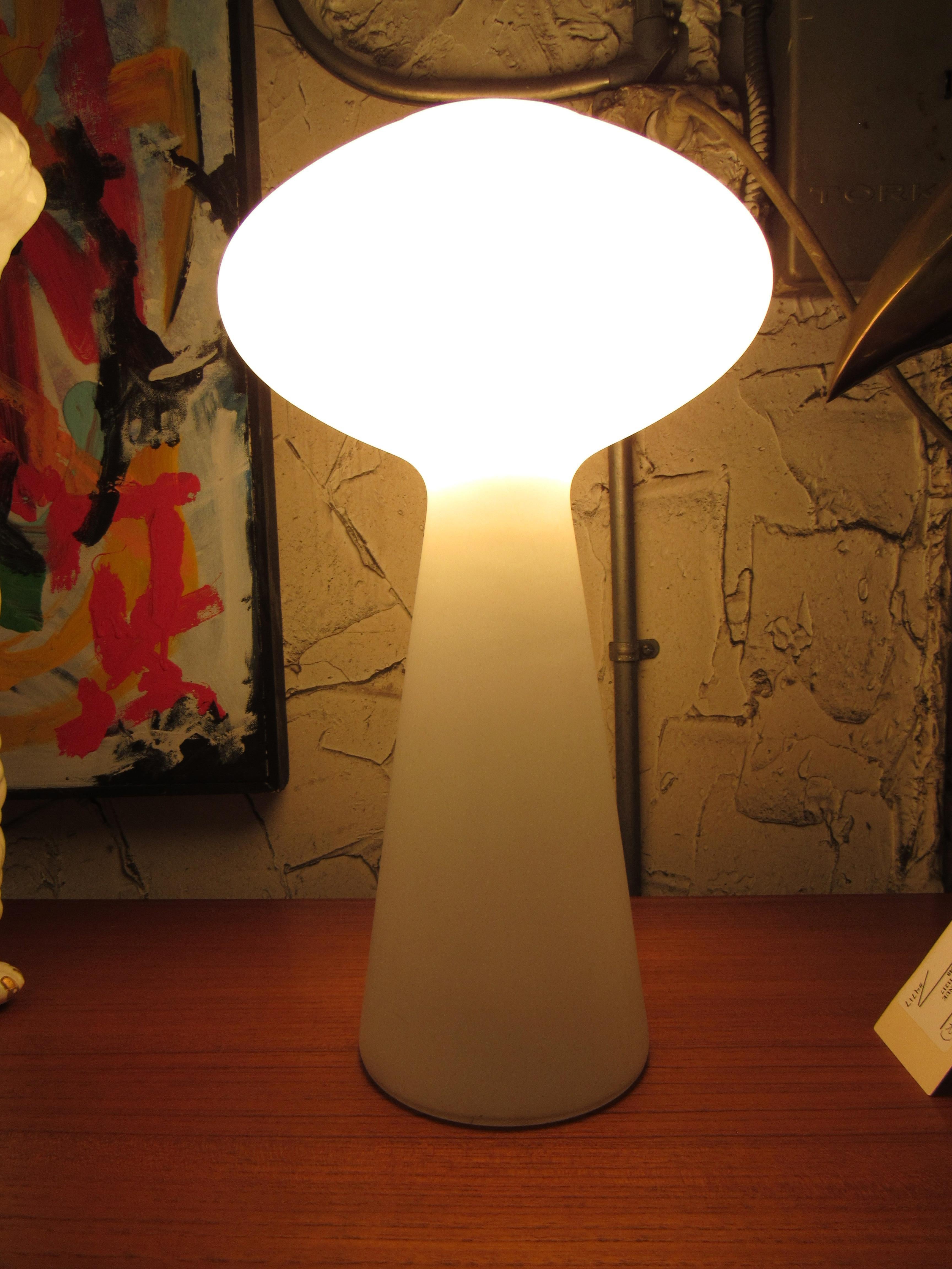 Vintage White Frosted Glass Mushroom Lamp 1