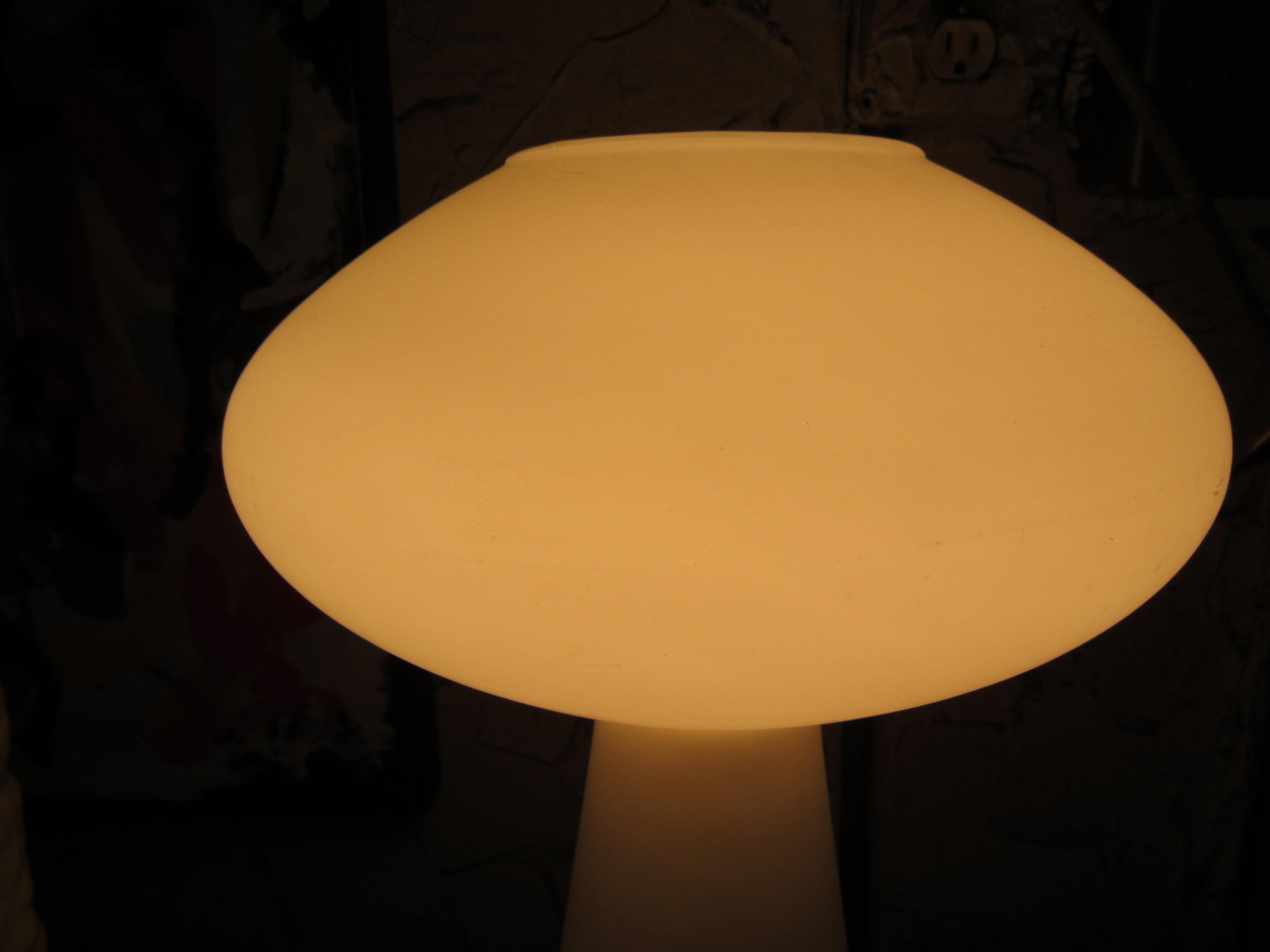 Vintage White Frosted Glass Mushroom Lamp 2