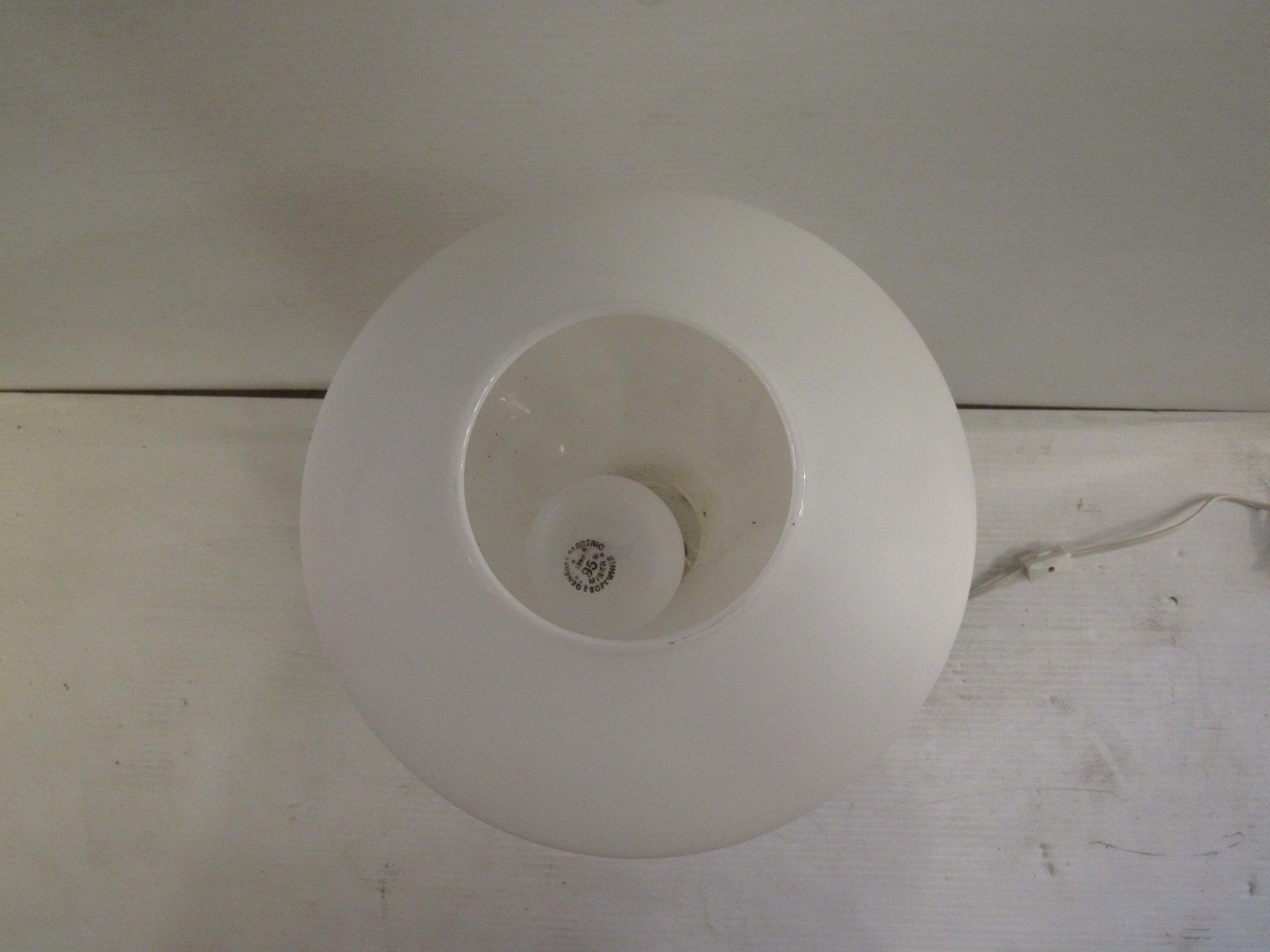 Vintage White Frosted Glass Mushroom Lamp 4