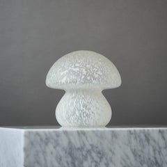 Vintage White Frosted Mushroom Murano Style Glass Table Lamp, Italy, 1980s