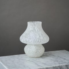 Vintage White Frosted Mushroom Murano Style Glass Table Lamp, Italy, 1980s