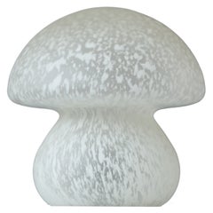 Vintage White Frosted Mushroom Murano Style Glass Table Lamp, Italy, 1980s