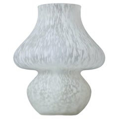Vintage White Frosted Mushroom Murano Style Glass Table Lamp, Italy, 1980s
