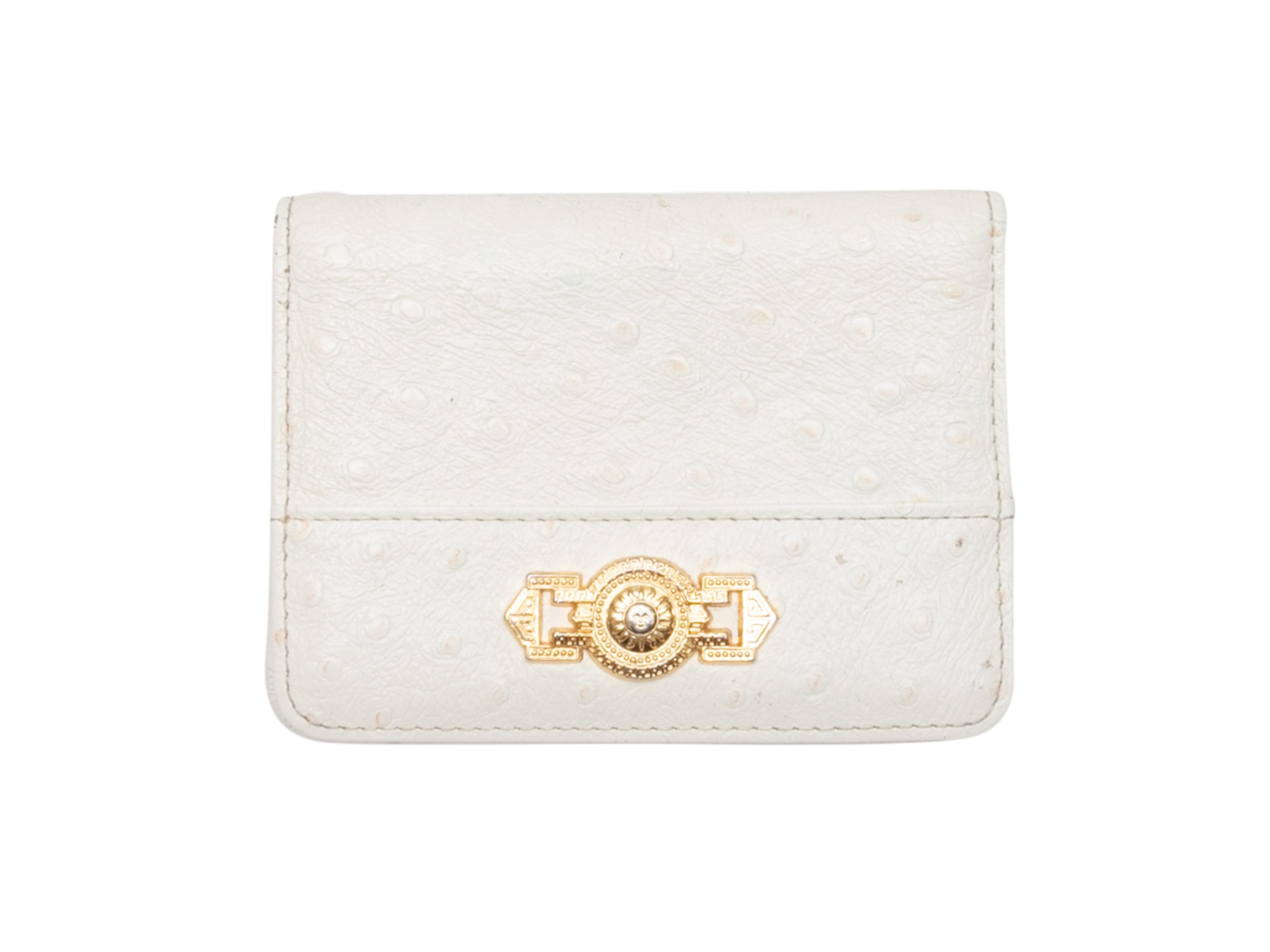 Women's or Men's Vintage White Gianni Versace Ostrich Leather Wallet For Sale