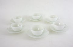 Vintage White Glass Coffee Tea Set for Six, 1960s
