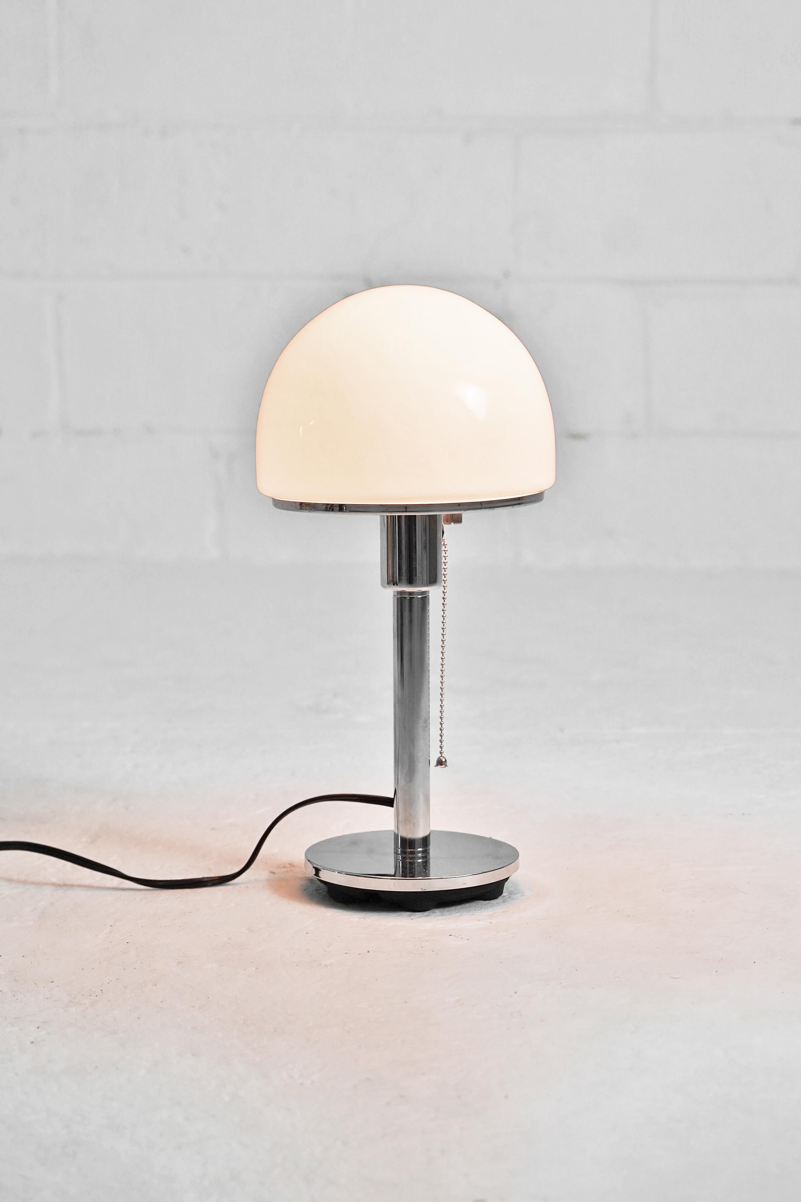 Stunning table lamp in the style of WA 23 SW by Wilhelm Wagenfeld, often named the 