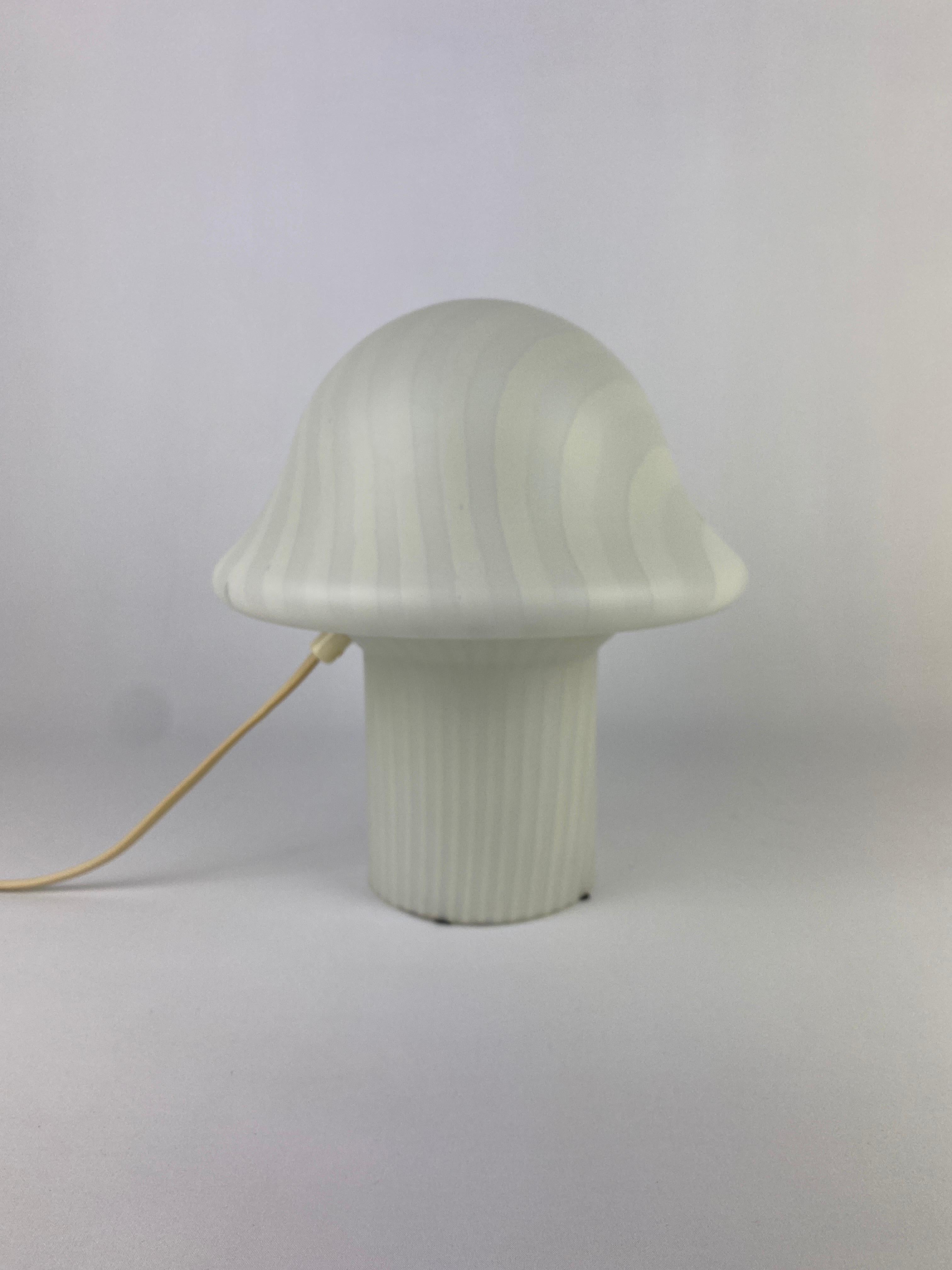 1 of 4 Vintage White Glass Peill and Putzler Mushroom Table Lamp 1970 For Sale 4