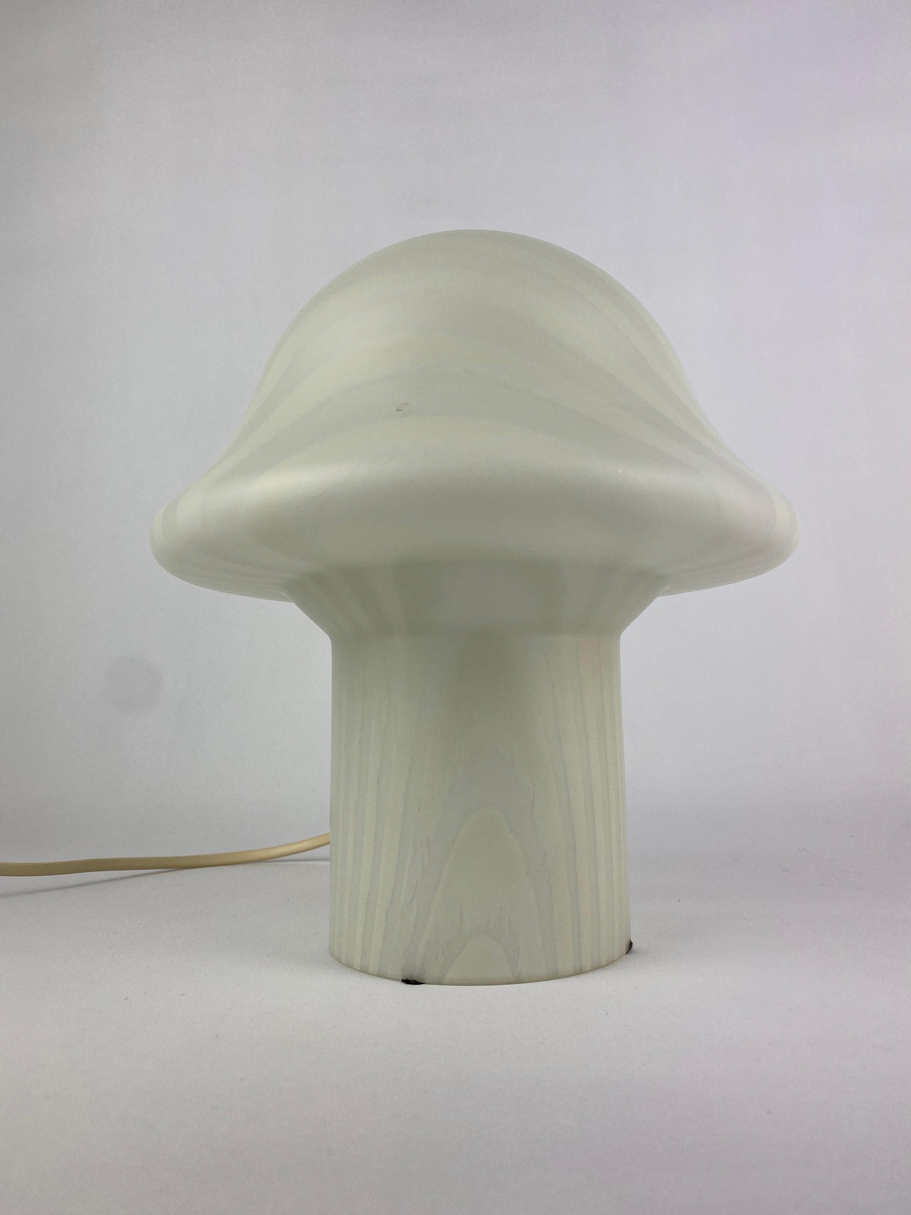 1 of 4 Vintage White Glass Peill and Putzler Mushroom Table Lamp 1970 For Sale 5