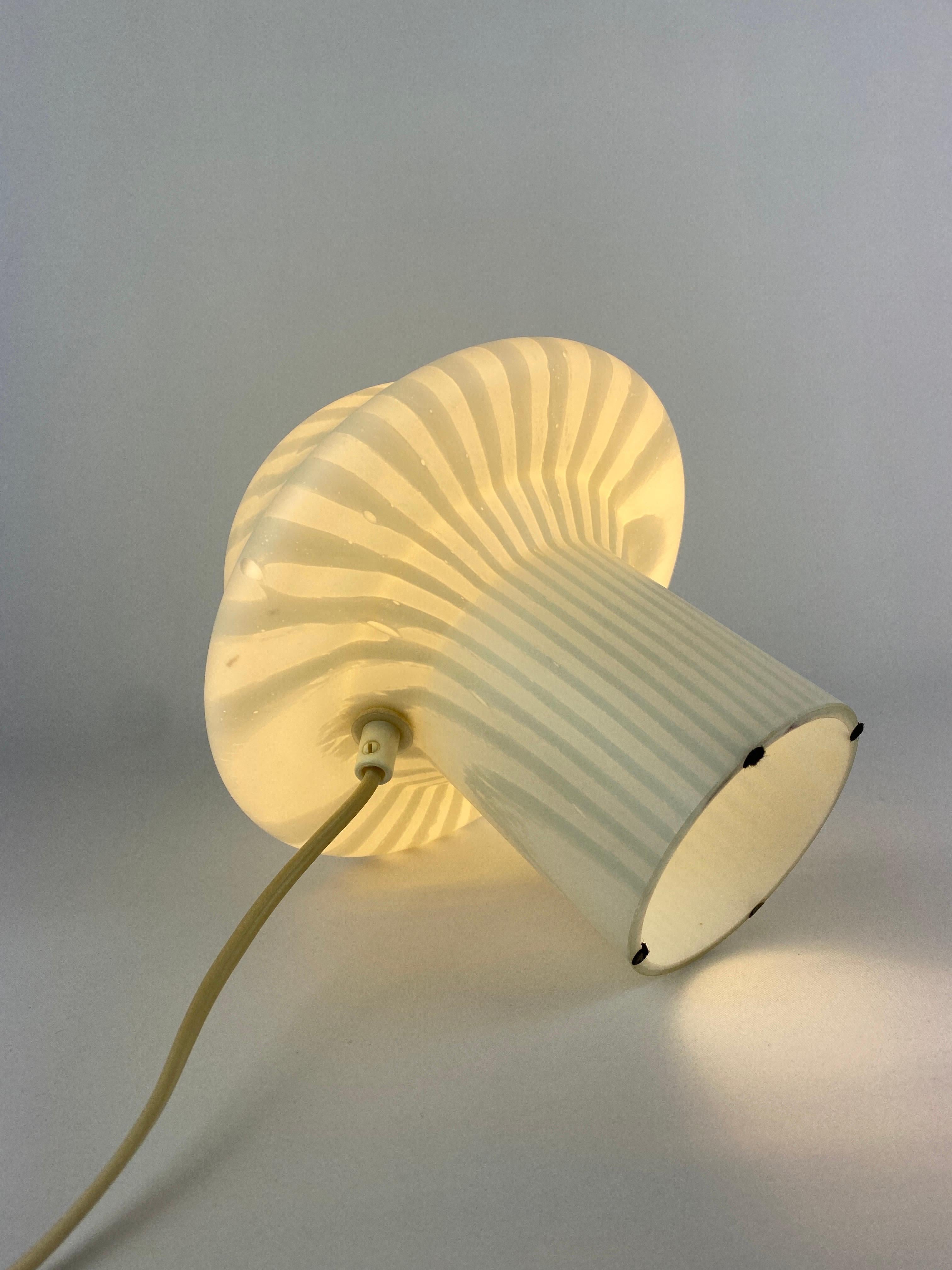 1 of 4 Vintage White Glass Peill and Putzler Mushroom Table Lamp 1970 For Sale 2