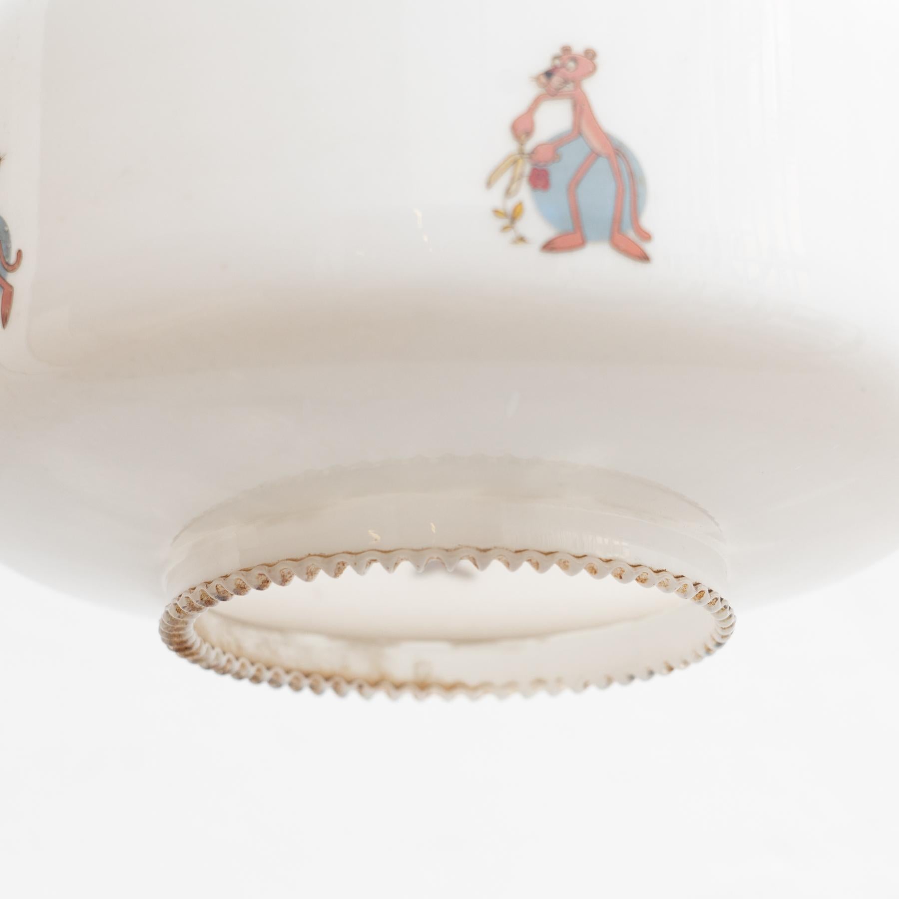 Vintage White Glass 'Pink Panther' Ceiling Lamp, circa 1960 For Sale 3