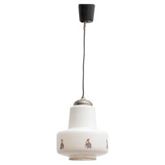 Vintage White Glass 'Pink Panther' Ceiling Lamp, circa 1960