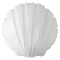 One of... Vintage White Glass Shell Wall Light Fixture Flushmount, 1960s