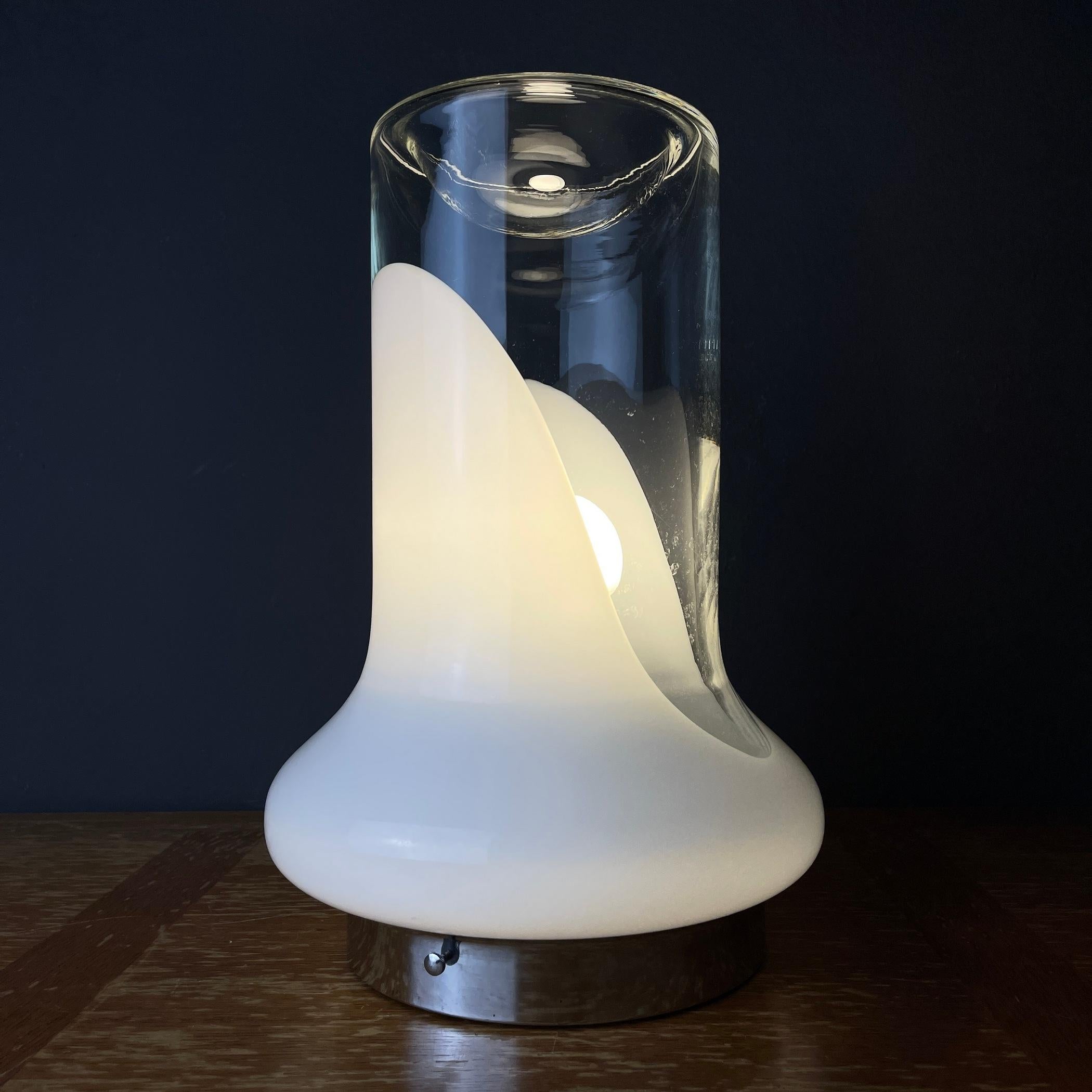 Italian Vintage Murano Glass Table Lamp by Roberto Pamio for Leucos Italy 1970s For Sale