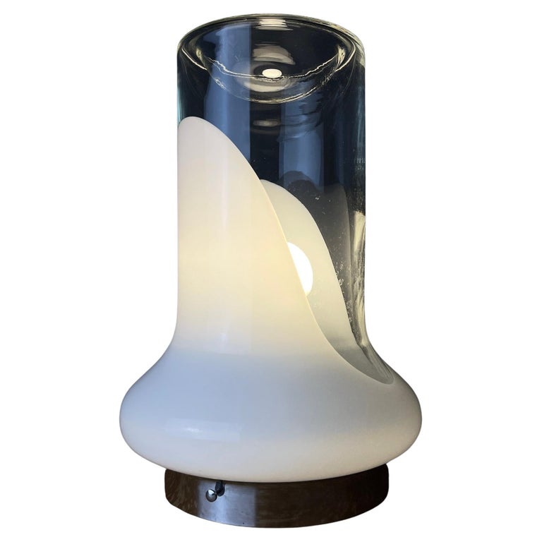 Vintage White Glass Table Lamp Italy 1970s For Sale at 1stDibs
