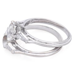 Vintage White Gold 0.60ct G VS Center Diamond Engagement Wedding Ring Set
