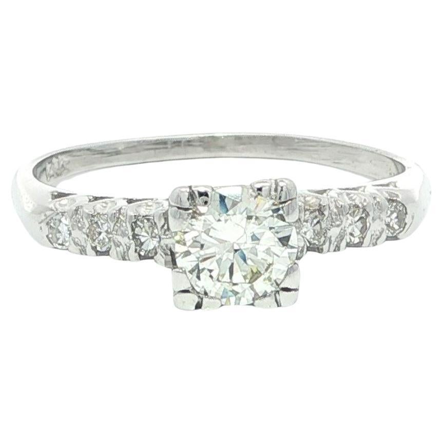 Vintage White Gold 0.68ctw Old Cut Diamond Solitaire Engagement Promise Ring For Sale