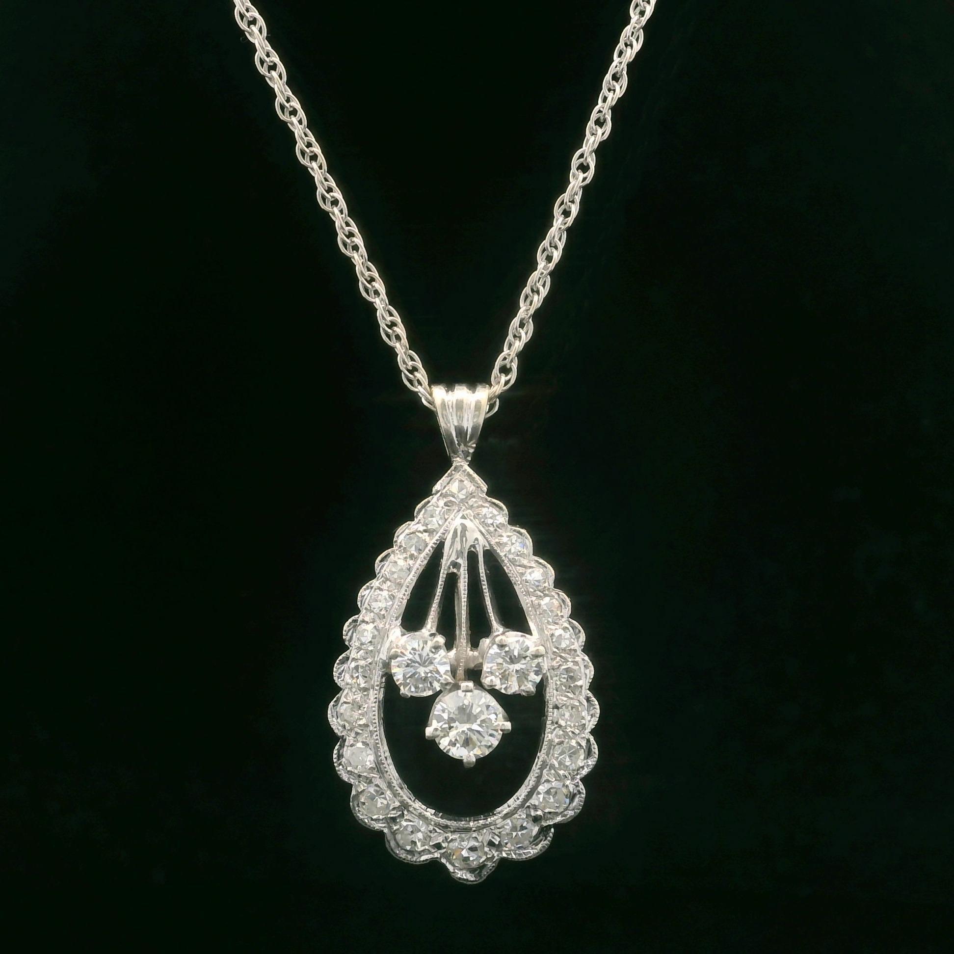–Stone(s)–
(3) Natural Genuine Diamonds - Round Brilliant Cut - Prong Set - G/H Color - SI1/SI2 Clarity - 0.56ctw (approx.)
(22) Natural Genuine Diamonds - Single Cut - Pave Set - G/H Color - SI1-I1 Clarity - 0.50ctw (approx.)

Material: Solid 14k