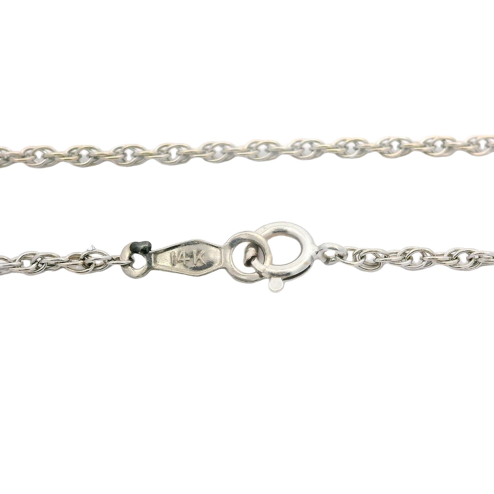 Collana A Catena Corda In Oro Bianco 14K - Larghezza 0.6 Mm - Scegli La Lunghezza (40,6/45,7/50,8 Cm)