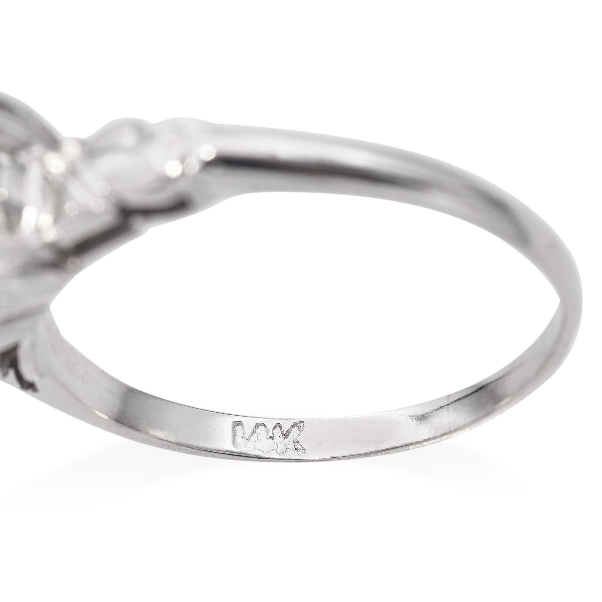 Vintage Weißgold 1,28ct Old European Cut Diamant Solitär Verlobungsring im Angebot 1