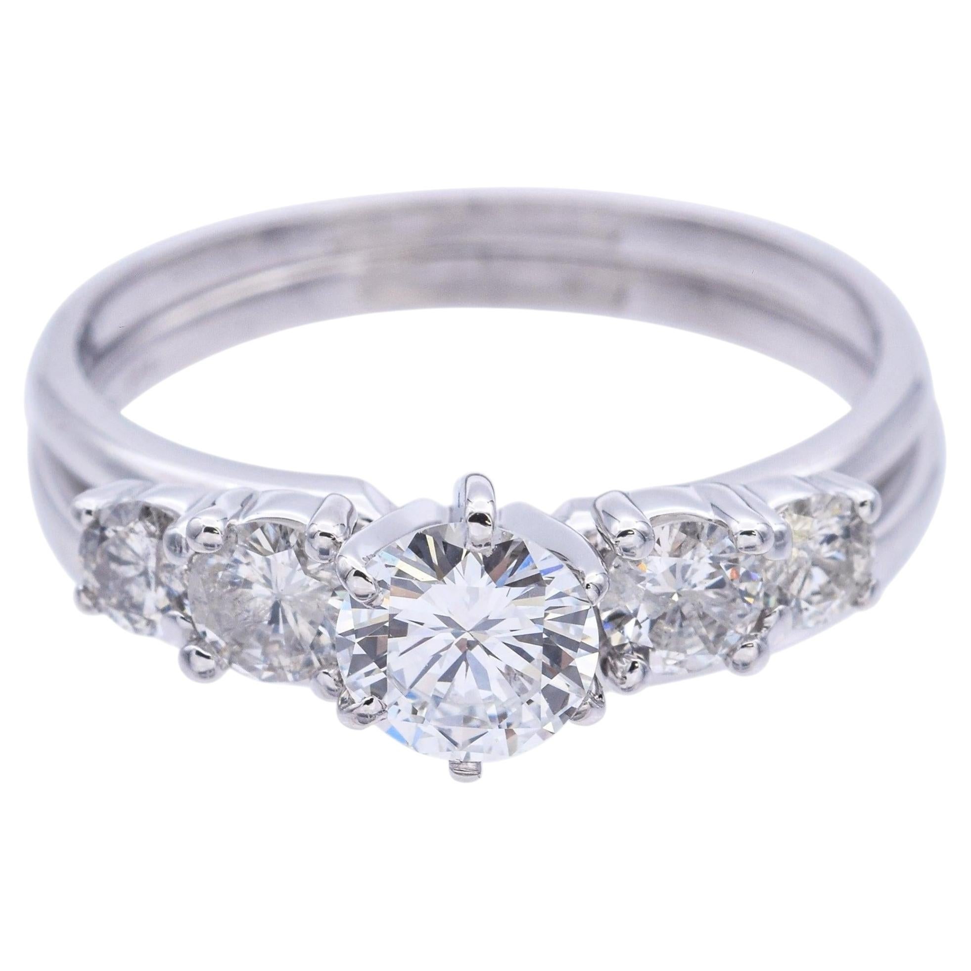 Vintage Weißgold 1.46tcw Diamant Hochzeit Band Ring Set