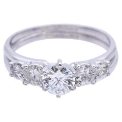 Vintage White Gold 1.46tcw Diamond Wedding Band Ring Set