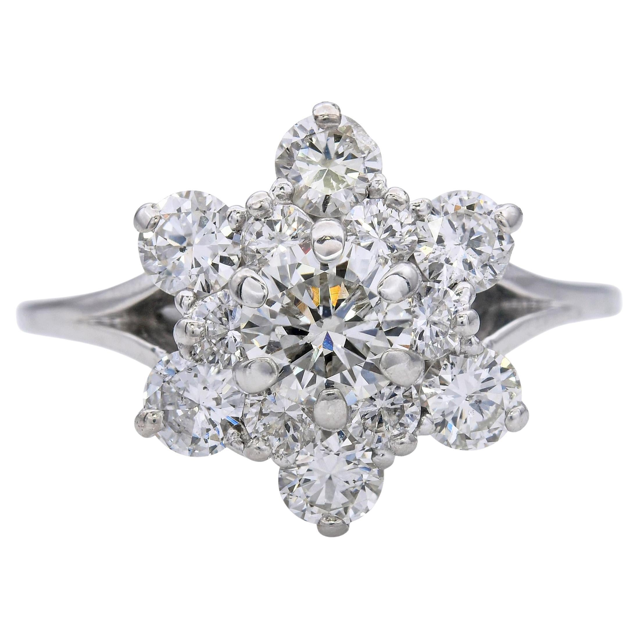 Vintage Weißgold 1,52 tcw H Si Diamantring